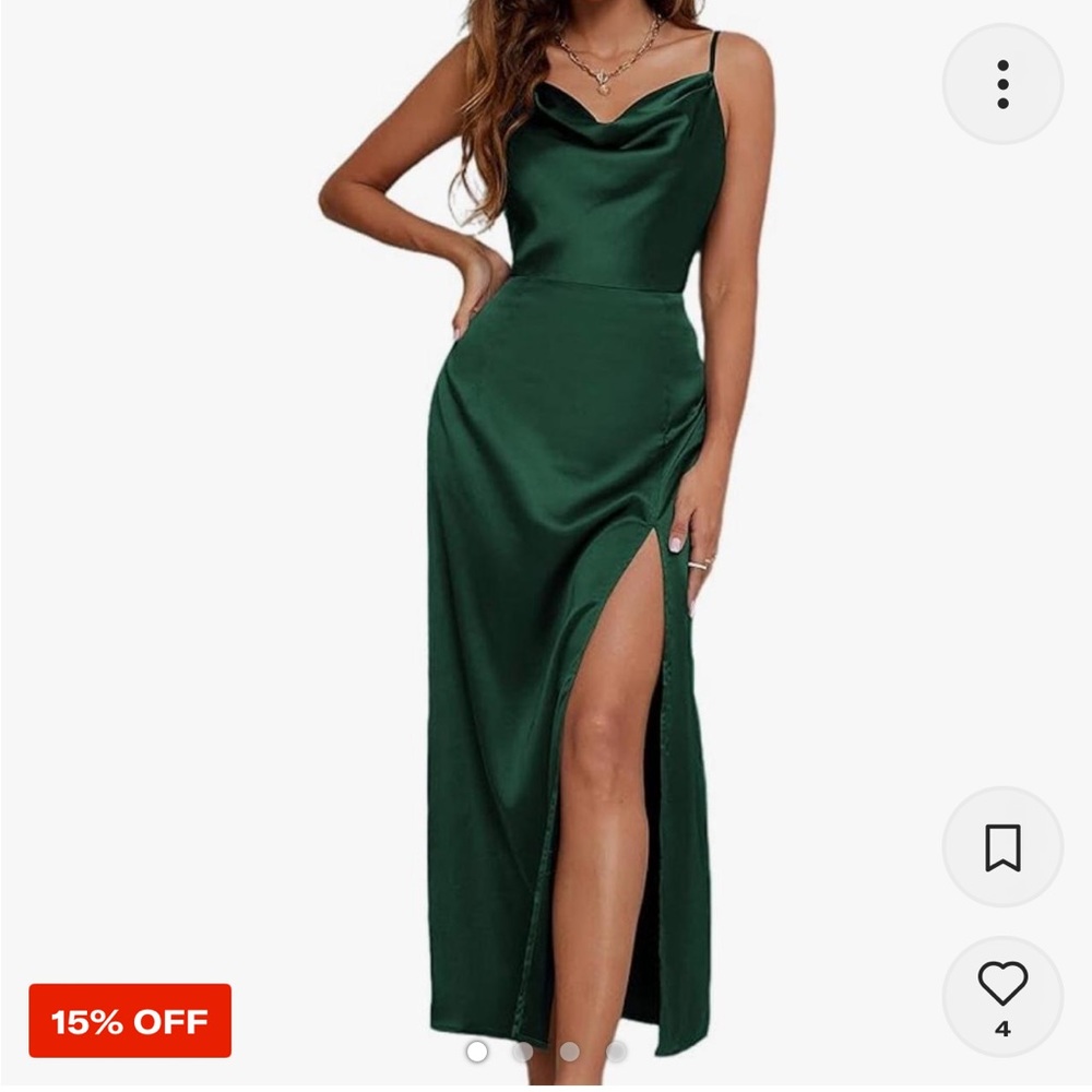 Cowl Neck Satin Green Maxi Dress
